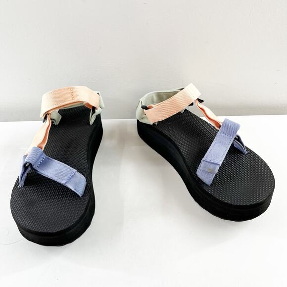 Teva Flatform Universal Platform Sandal Sage Peach Light Blue Color Block 8 - Picture 7 of 7